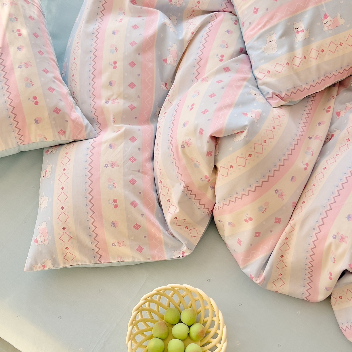 91家纺网 家纺一手货源 找家纺 DoDo 兜兜 2026新款卡通全棉纯棉小清新三四件套系列 （可定做尺寸） 小狗笔记