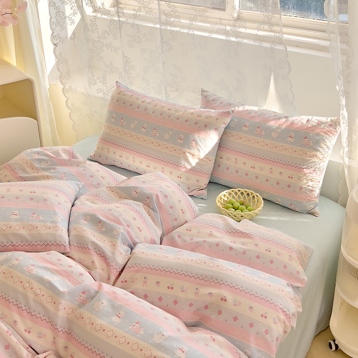 91家纺网 家纺一手货源 找家纺 DoDo 兜兜 2026新款卡通全棉纯棉小清新三四件套系列 （可定做尺寸） 小狗笔记