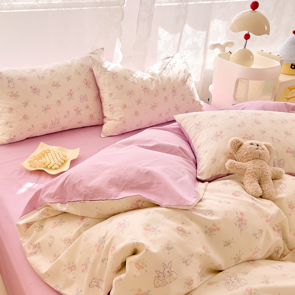 DoDo 兜兜 2026新款卡通全棉纯棉小清新三四件套系列 （可定做尺寸） 萝莉兔