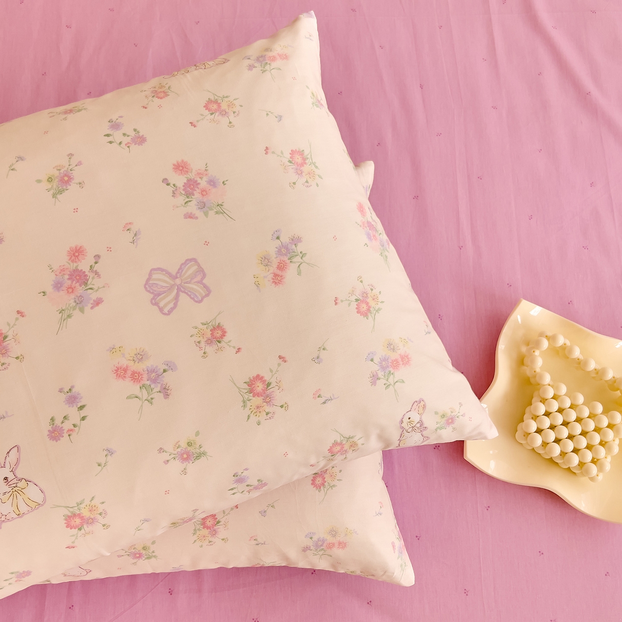 91家纺网 家纺一手货源 找家纺 DoDo 兜兜 2026新款卡通全棉纯棉小清新三四件套系列 （可定做尺寸） 萝莉兔