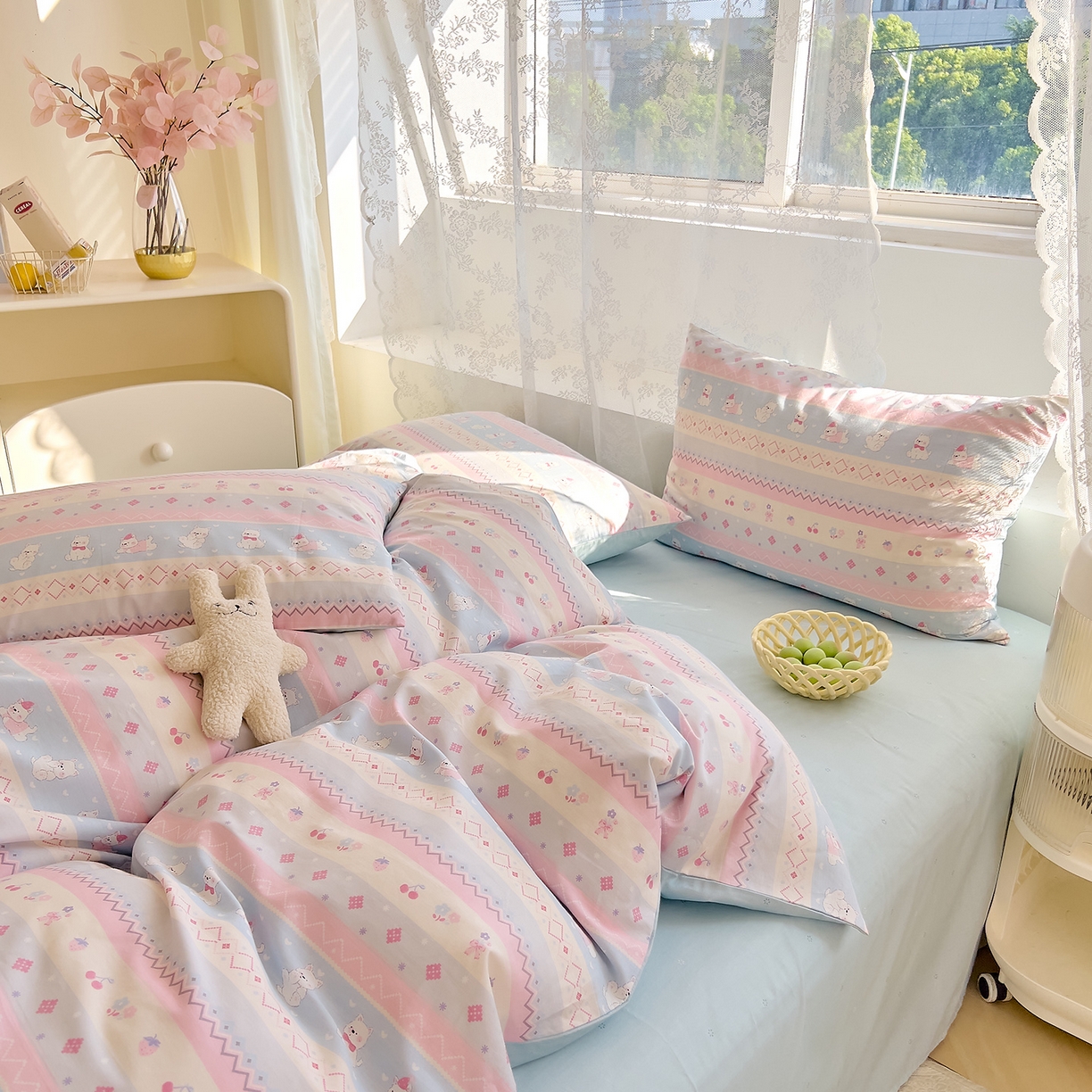 91家纺网 家纺一手货源 找家纺 DoDo 兜兜 2026新款卡通全棉纯棉小清新三四件套系列 （可定做尺寸） 小狗笔记