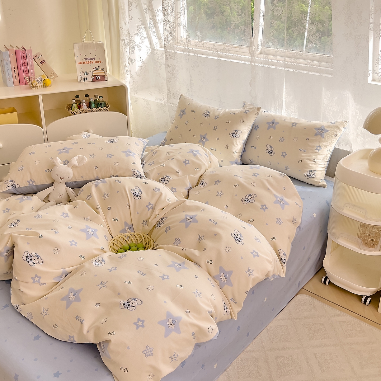 91家纺网 家纺一手货源 找家纺 （总）DoDo 兜兜 2025新款卡通全棉纯棉小清新三四件套系列 （可定做尺寸）