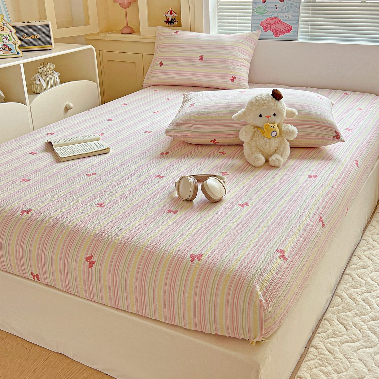 91家纺网 家纺一手货源 找家纺 Mata蔓塔家 2025新款双层纱印花系列单床笠床笠单件 遇见彩虹