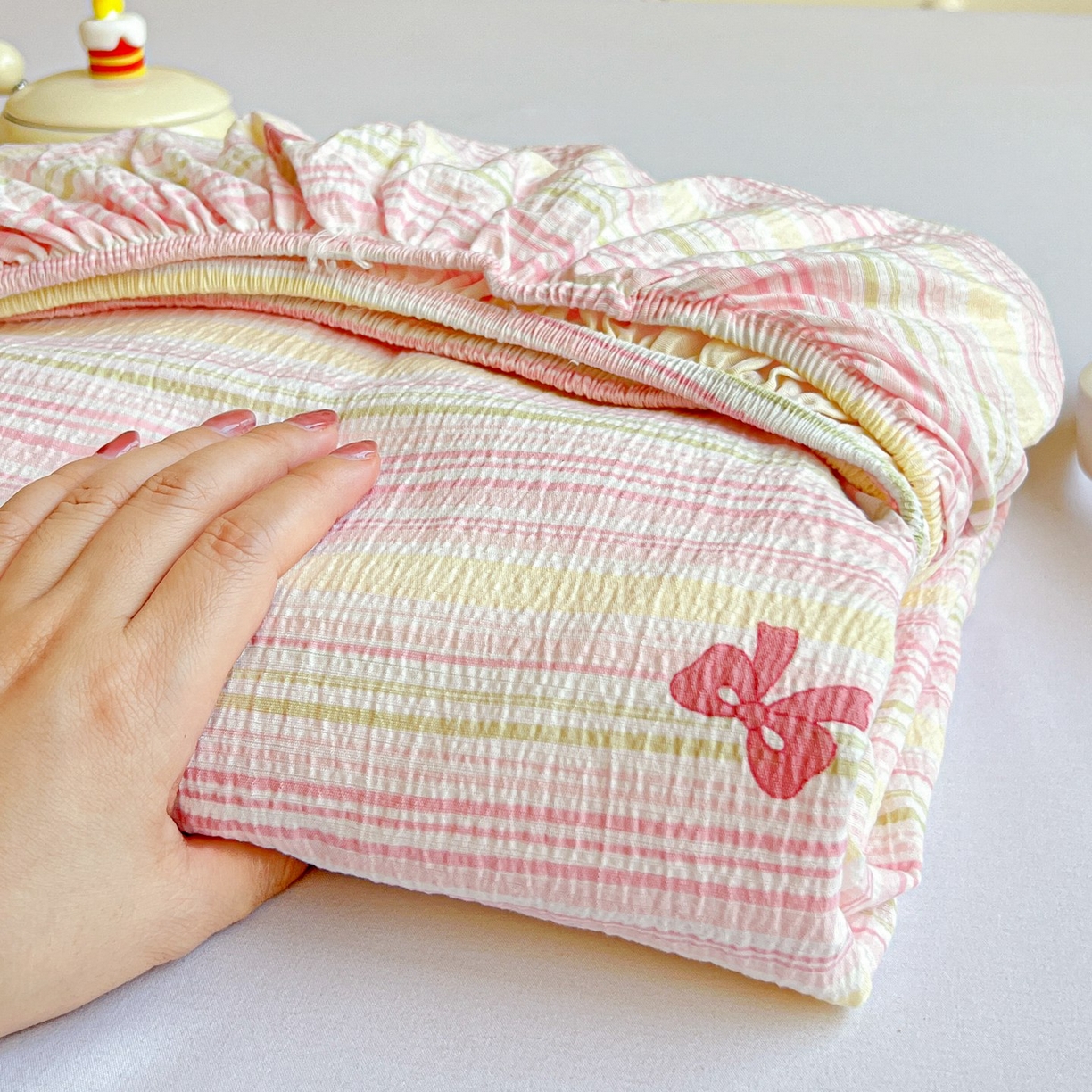 91家纺网 家纺一手货源 找家纺 Mata蔓塔家 2025新款双层纱印花系列单床笠床笠单件 遇见彩虹