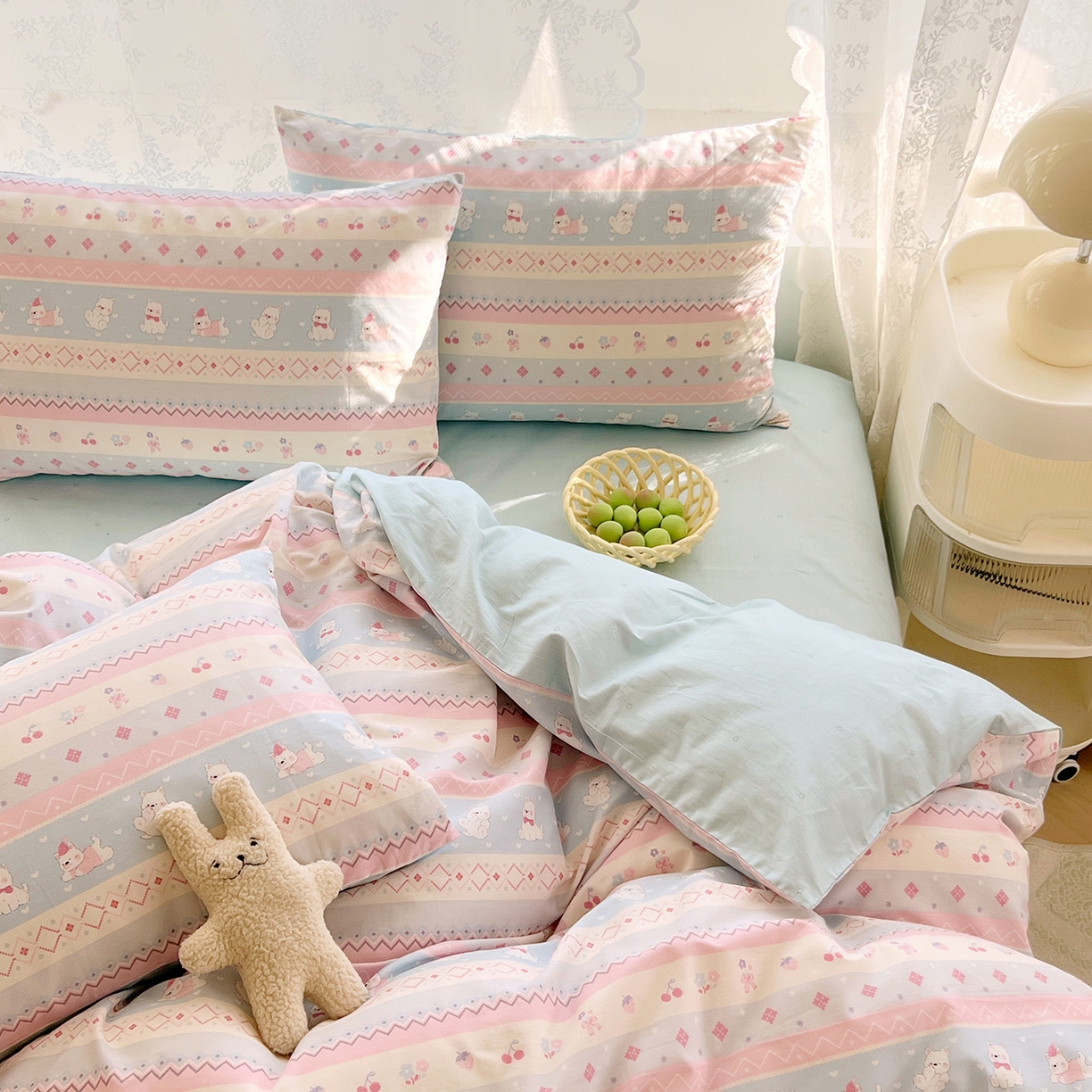 91家纺网 家纺一手货源 找家纺 DoDo 兜兜 2026新款卡通全棉纯棉小清新三四件套系列 （可定做尺寸） 小狗笔记