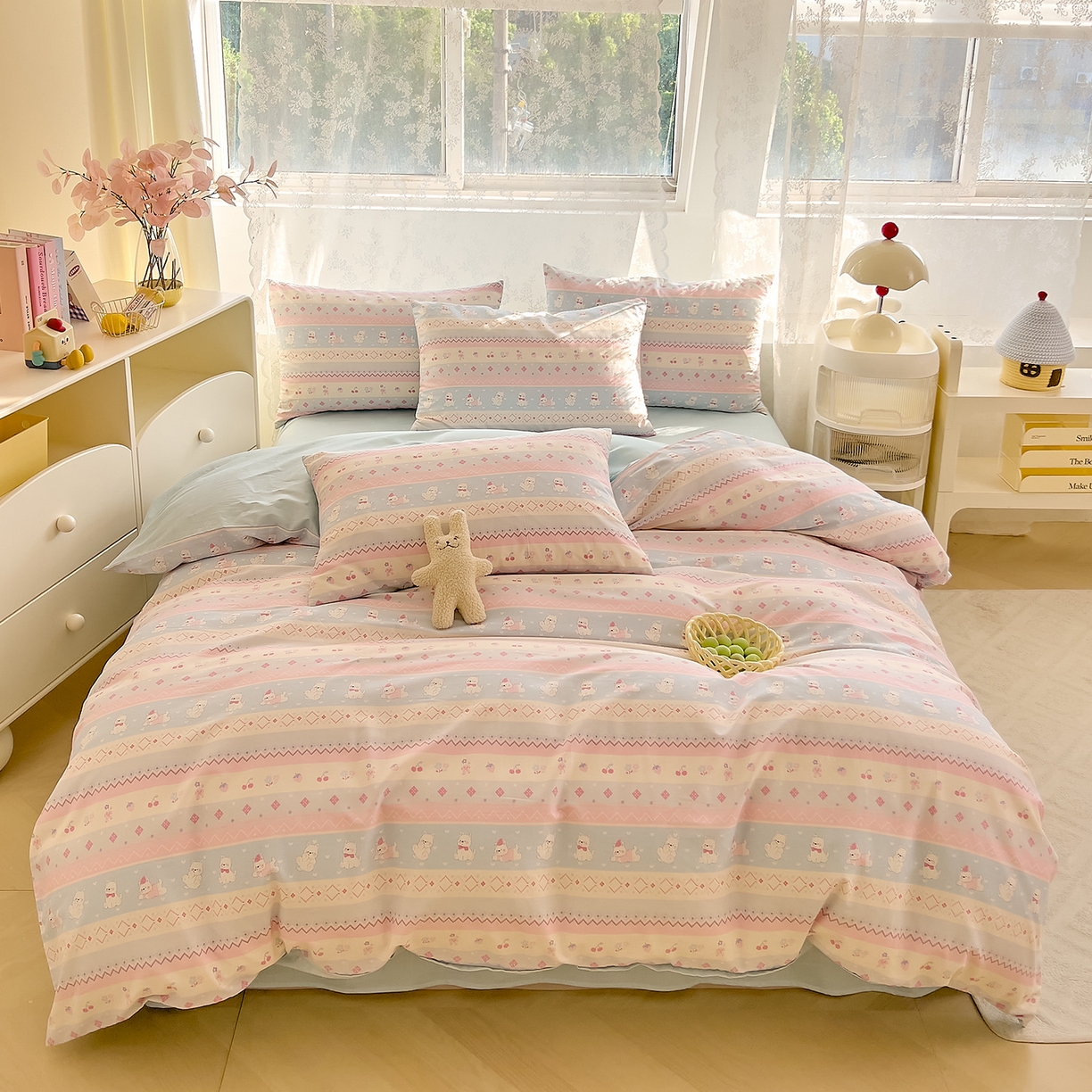 91家纺网 家纺一手货源 找家纺 DoDo 兜兜 2026新款卡通全棉纯棉小清新三四件套系列 （可定做尺寸） 小狗笔记