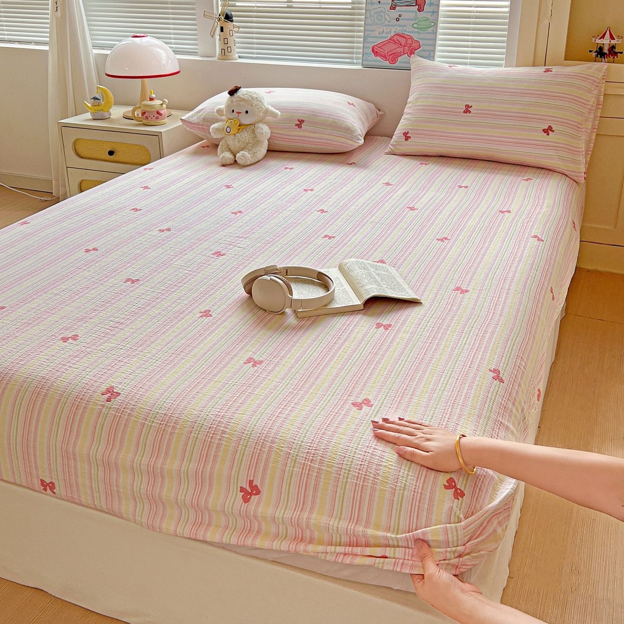 91家纺网 家纺一手货源 找家纺 （总）Mata蔓塔家 2025新款双层纱印花系列单床笠床笠单件