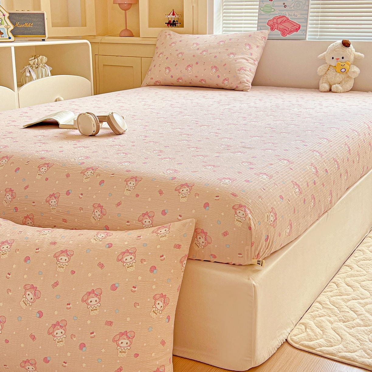 91家纺网 家纺一手货源 找家纺 Mata蔓塔家 2025新款双层纱印花系列单床笠床笠单件 小美