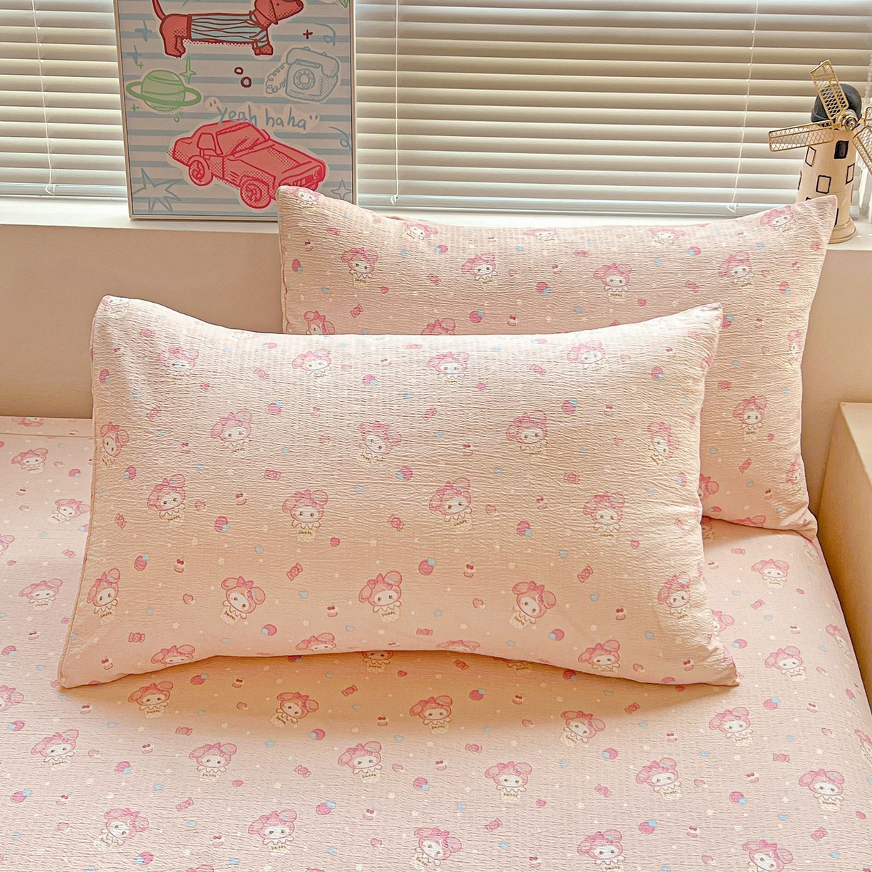 91家纺网 家纺一手货源 找家纺 Mata蔓塔家 2025新款双层纱印花系列单床笠床笠单件 小美