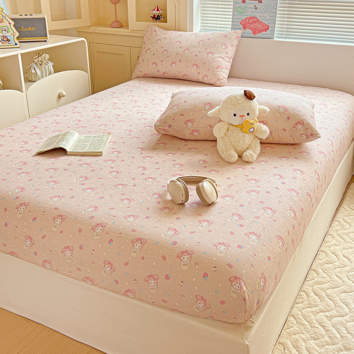 91家纺网 家纺一手货源 找家纺 Mata蔓塔家 2025新款双层纱印花系列单床笠床笠单件 小美