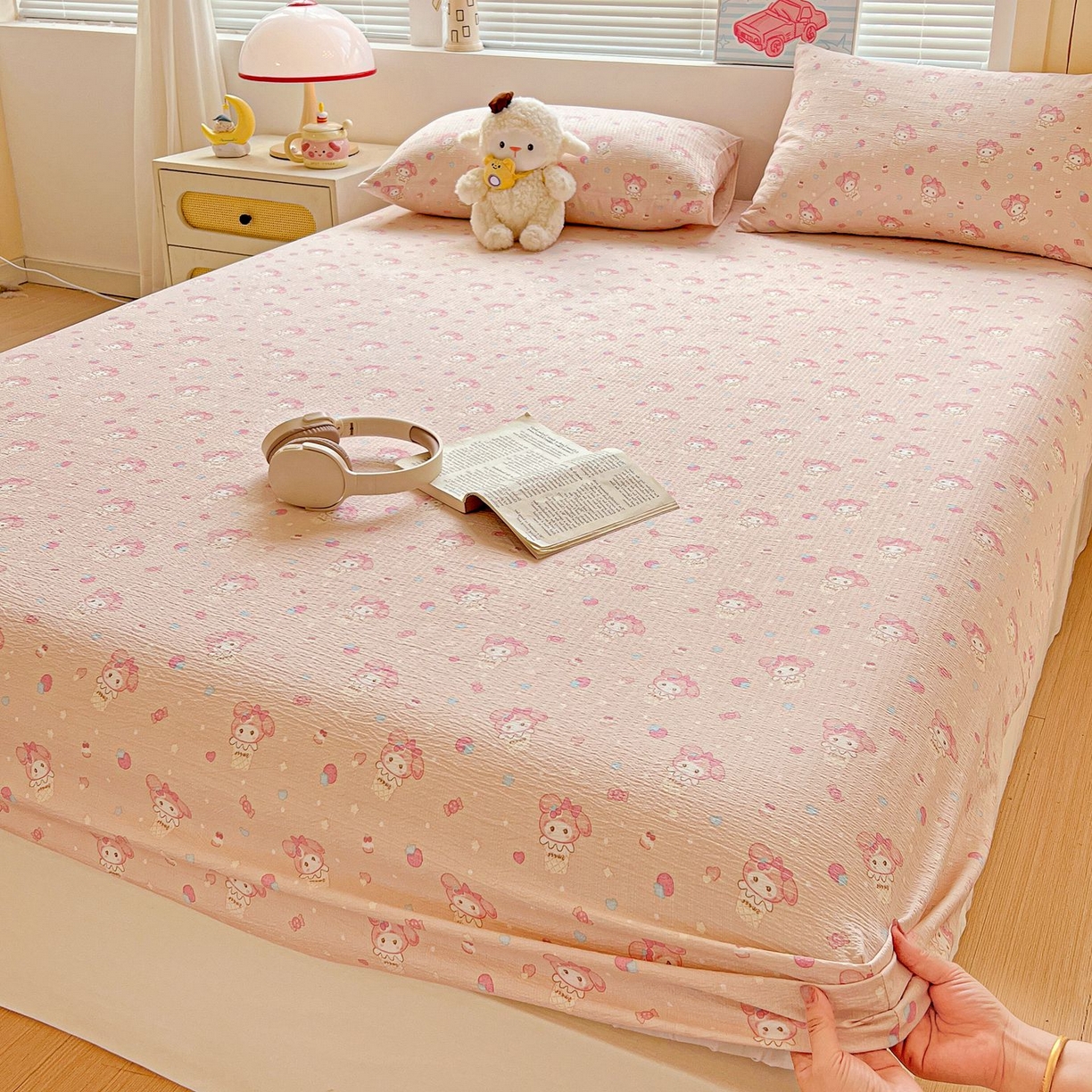 91家纺网 家纺一手货源 找家纺 Mata蔓塔家 2025新款双层纱印花系列单床笠床笠单件 小美