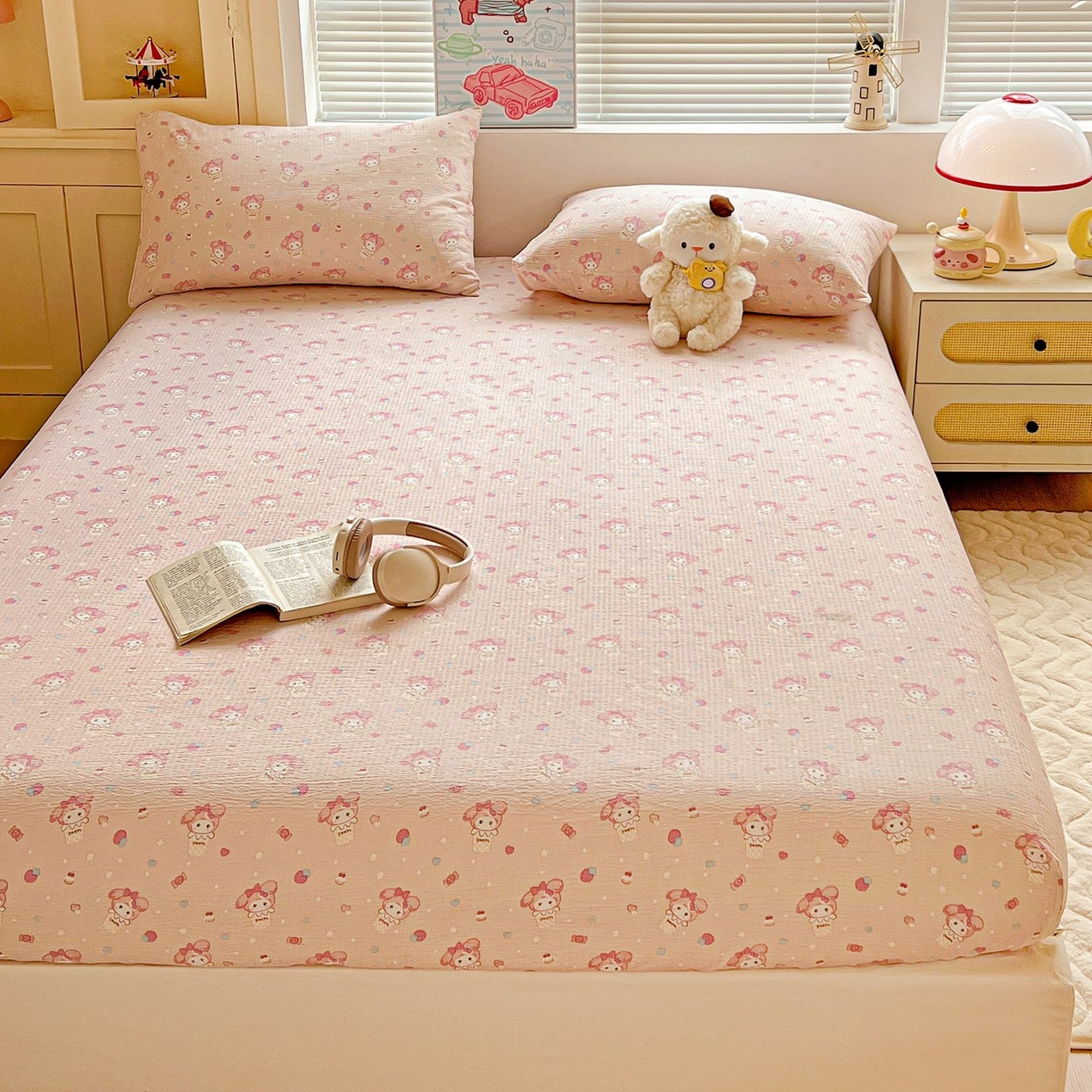 91家纺网 家纺一手货源 找家纺 Mata蔓塔家 2025新款双层纱印花系列单床笠床笠单件 小美