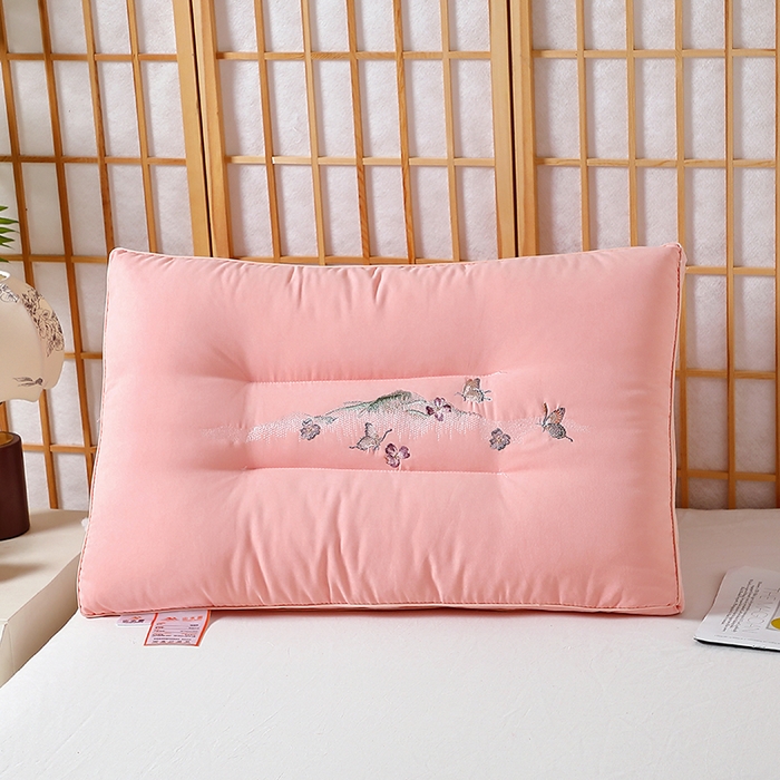 91家纺网 家纺一手货源 找家纺 云熙枕业 2025新款糯糯棉水洗舒缓护颈枕 枕头枕芯 粉色中枕/只 48*74cm
