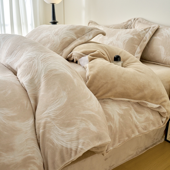 91家纺网 家纺一手货源 找家纺 （总）贝诗梦 2025新款高克重230克5D雕花牛奶绒四件套