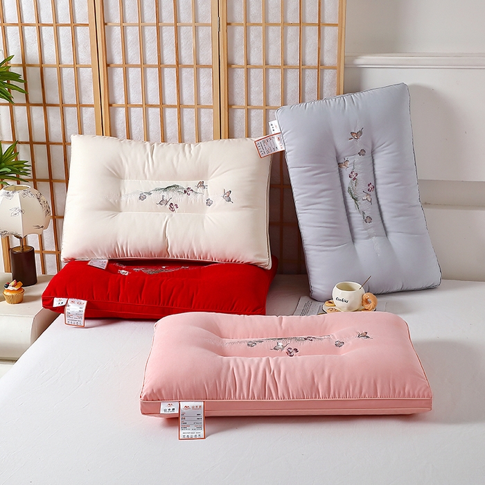 91家纺网 家纺一手货源 找家纺 云熙枕业 2025新款糯糯棉水洗舒缓护颈枕 枕头枕芯 白色高枕/对 48*74cm