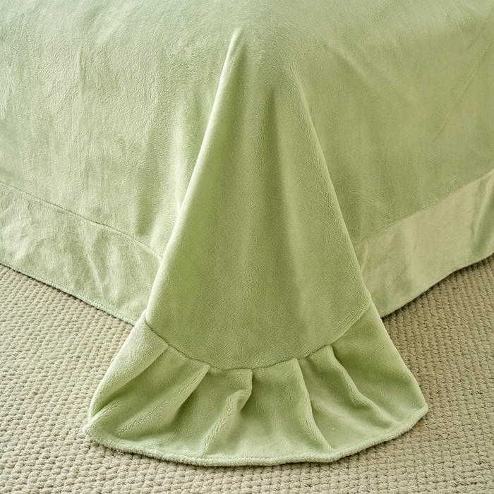 91家纺网 家纺一手货源 找家纺 贝诗梦 2025新款高克重230克5D雕花牛奶绒四件套 柳叶青