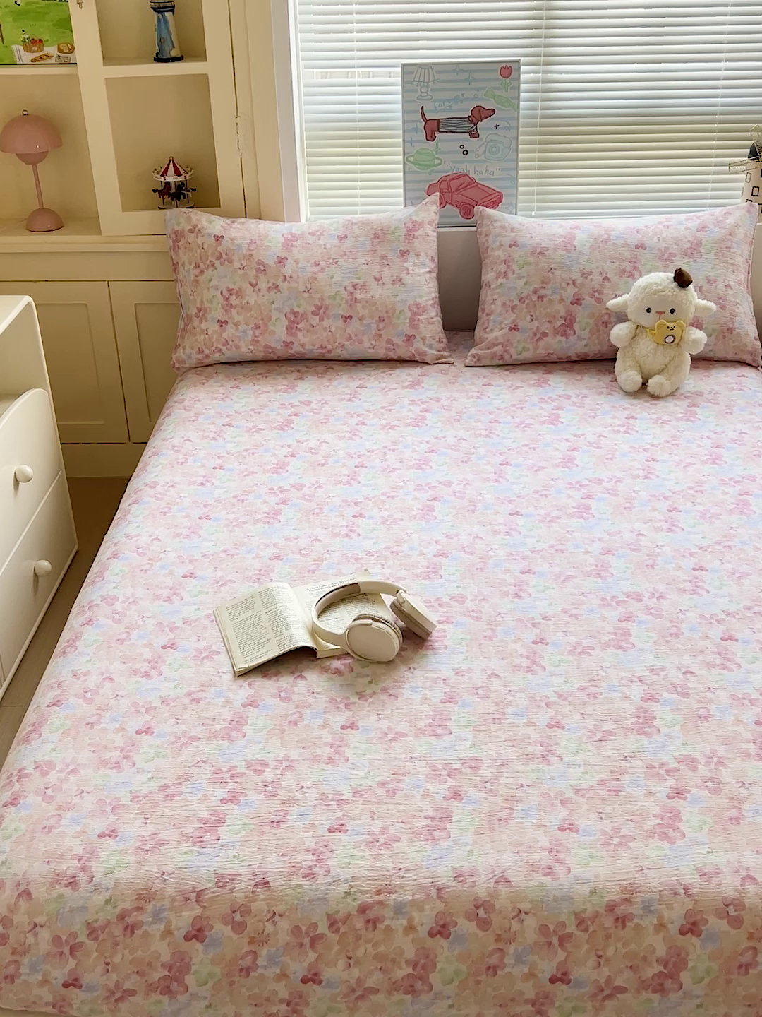 91家纺网 家纺一手货源 找家纺 Mata蔓塔家 2025新款双层纱印花系列单床笠床笠单件 十里桃花