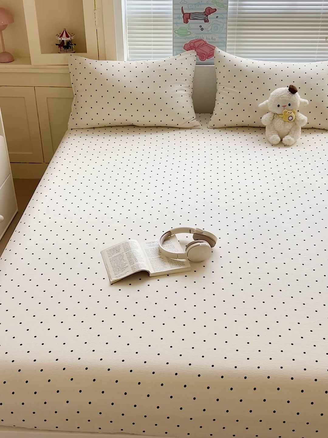 91家纺网 家纺一手货源 找家纺 Mata蔓塔家 2025新款双层纱印花系列单床笠床笠单件 米波点