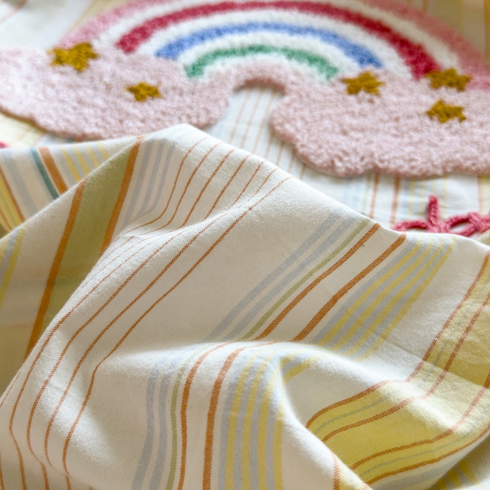 91家纺网 家纺一手货源 找家纺 席世家 2025新款纯棉全棉水洗棉单件床笠单品床笠 水洗棉-彩虹