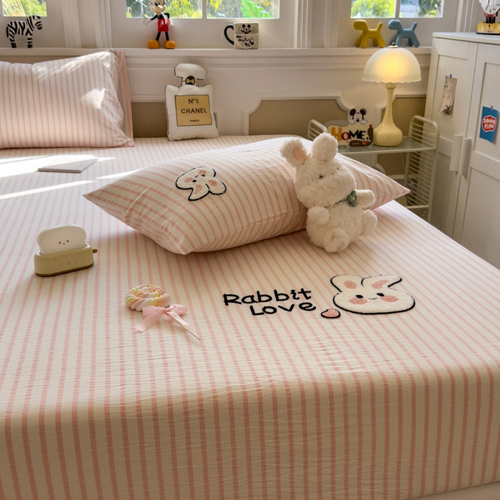 91家纺网 家纺一手货源 找家纺 席世家 2025新款纯棉全棉水洗棉单件床笠单品床笠 水洗棉-可爱兔