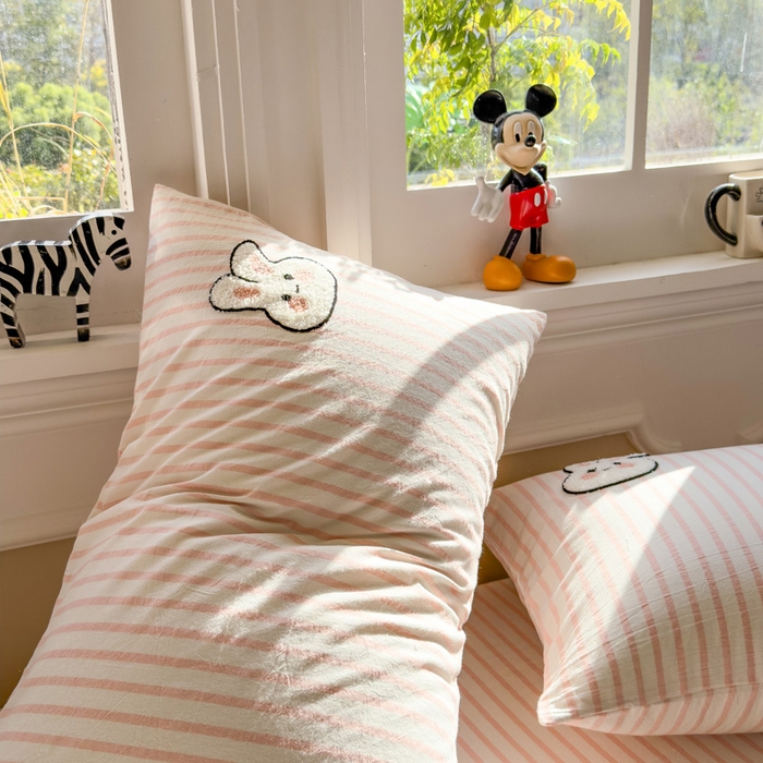 91家纺网 家纺一手货源 找家纺 席世家 2025新款纯棉全棉水洗棉单件床笠单品床笠 水洗棉-可爱兔