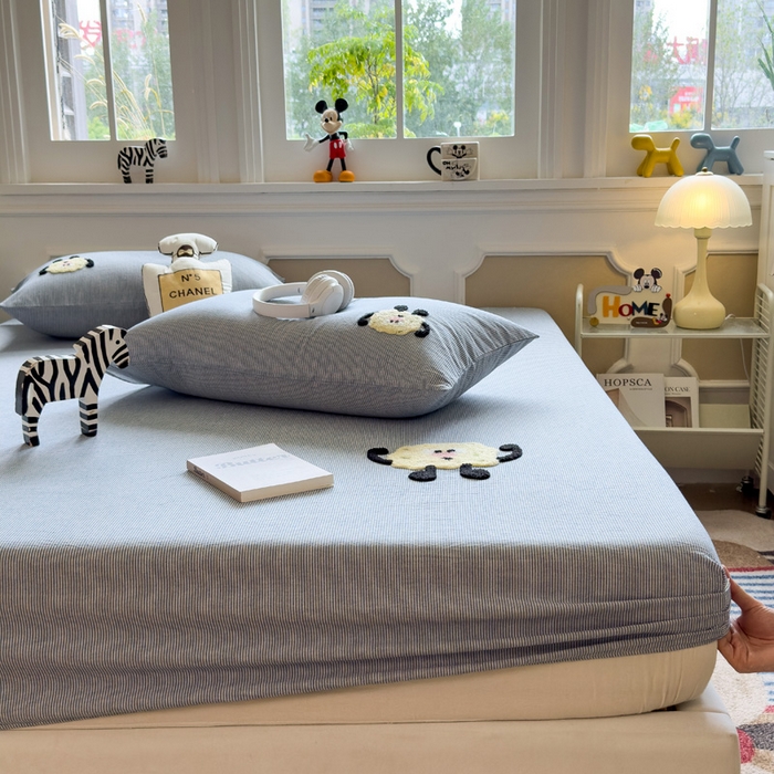 席世家 2025新款纯棉全棉水洗棉单件床笠单品床笠 水洗棉-曲奇