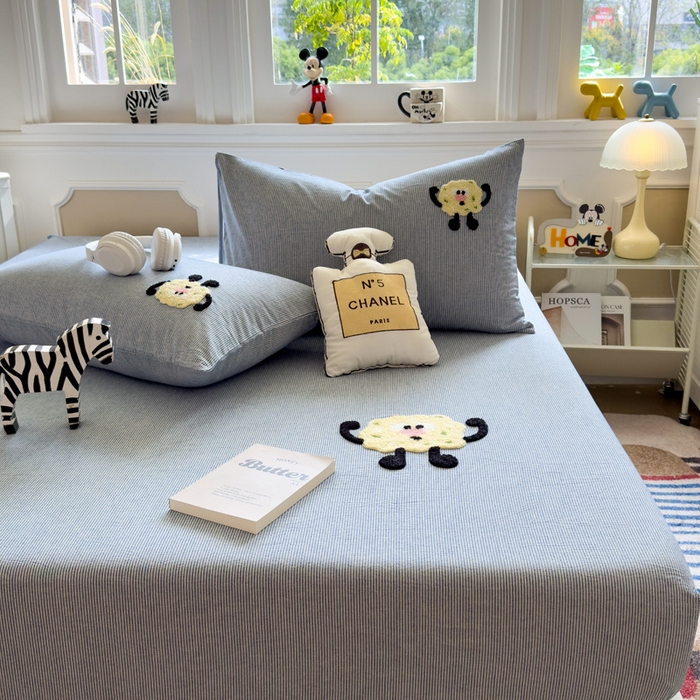 91家纺网 家纺一手货源 找家纺 席世家 2025新款纯棉全棉水洗棉单件床笠单品床笠 水洗棉-曲奇