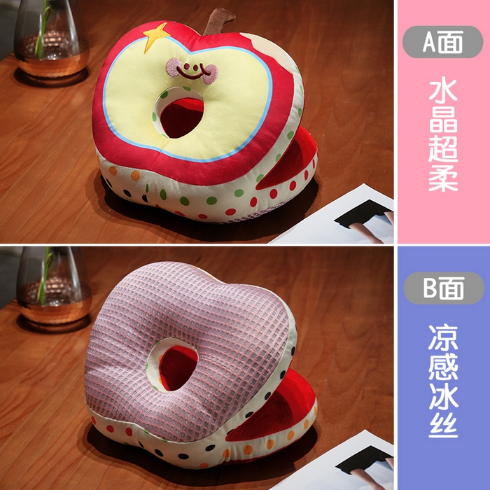 91家纺网 家纺一手货源 找家纺 （总）仟亿莱 2025新款印花苹果华夫格双面午睡枕枕头枕芯