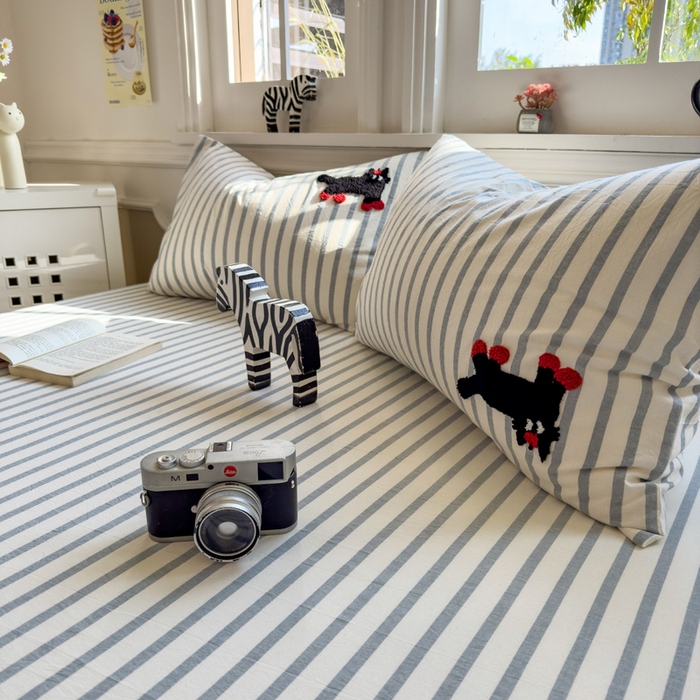 91家纺网 家纺一手货源 找家纺 席世家 2025新款纯棉全棉水洗棉单件床笠单品床笠 水洗棉-小黑猫