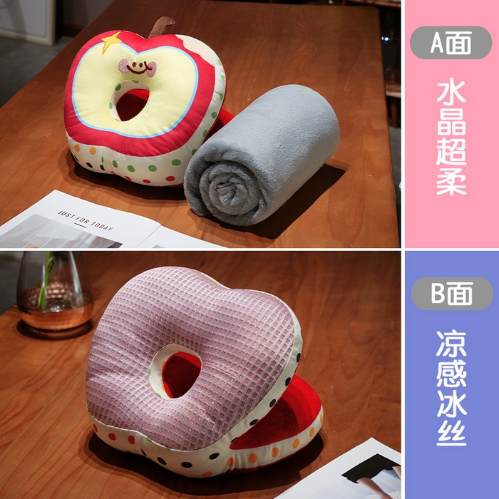 91家纺网 家纺一手货源 找家纺 （总）仟亿莱 2025新款印花苹果华夫格双面午睡枕枕头枕芯
