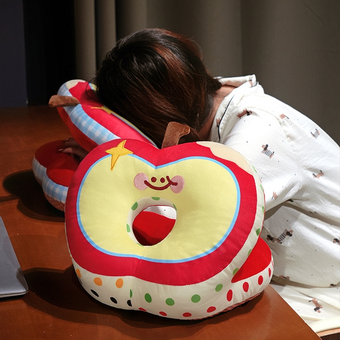 91家纺网 家纺一手货源 找家纺 （总）仟亿莱 2025新款印花苹果华夫格双面午睡枕枕头枕芯