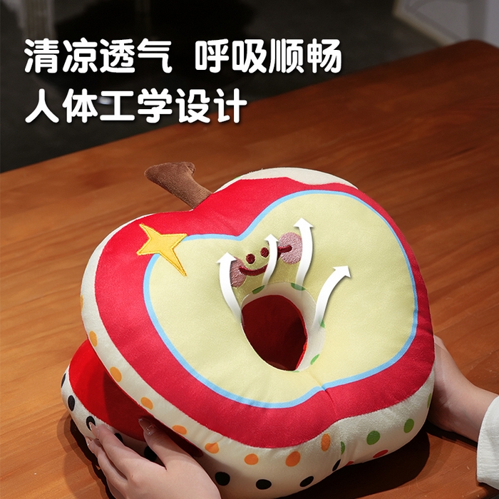 91家纺网 家纺一手货源 找家纺 仟亿莱 2025新款印花苹果华夫格双面午睡枕枕头枕芯 华夫格波点苹果