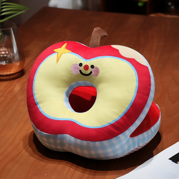 仟亿莱 2025新款印花苹果华夫格双面午睡枕枕头枕芯 华夫格蓝格苹果