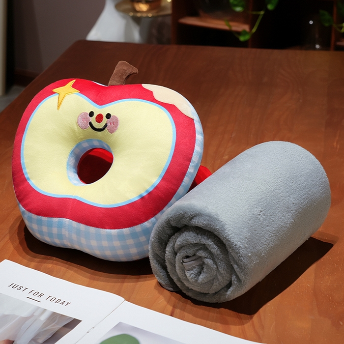 91家纺网 家纺一手货源 找家纺 仟亿莱 2025新款印花苹果华夫格双面午睡枕枕头枕芯 华夫格蓝格苹果