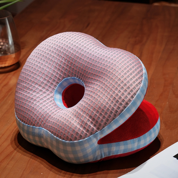 91家纺网 家纺一手货源 找家纺 仟亿莱 2025新款印花苹果华夫格双面午睡枕枕头枕芯 华夫格蓝格苹果