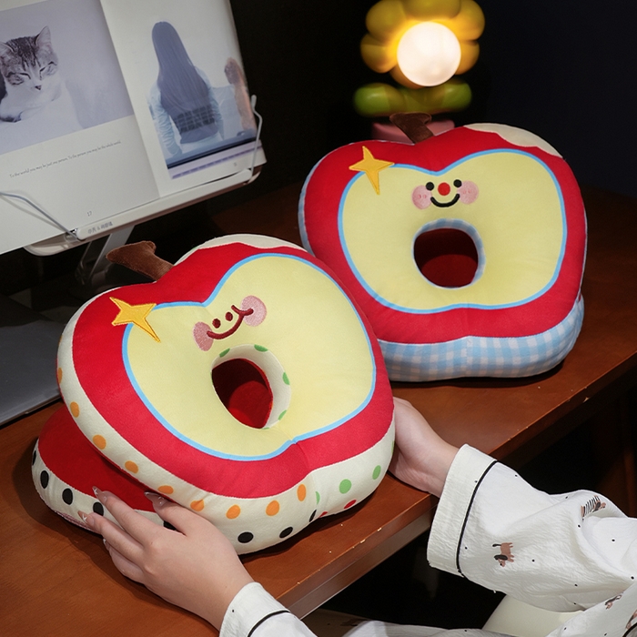 91家纺网 家纺一手货源 找家纺 仟亿莱 2025新款印花苹果华夫格双面午睡枕枕头枕芯 华夫格蓝格苹果