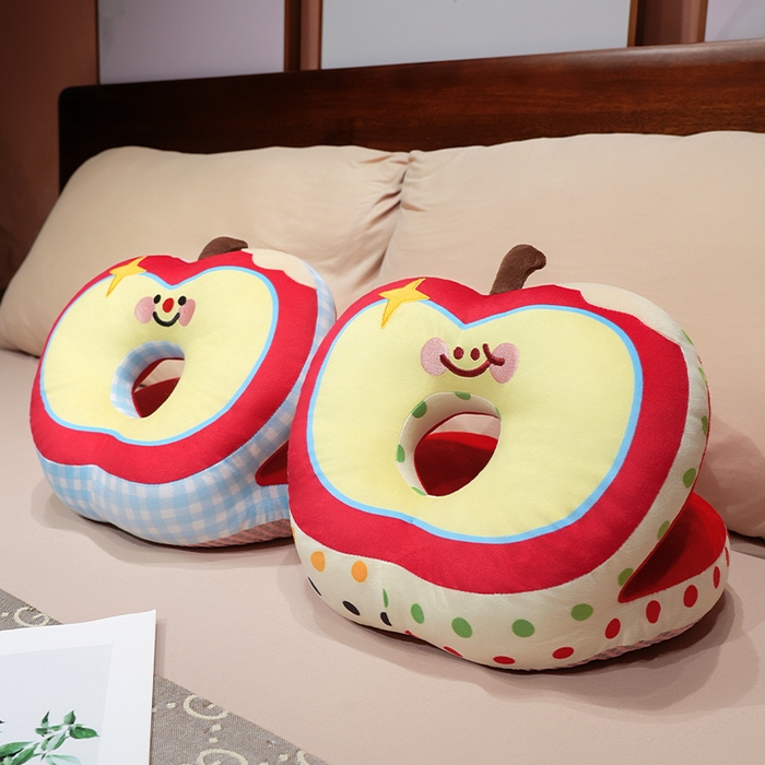 91家纺网 家纺一手货源 找家纺 仟亿莱 2025新款印花苹果华夫格双面午睡枕枕头枕芯 华夫格蓝格苹果