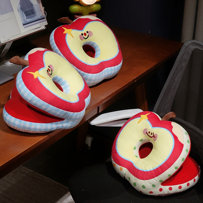 91家纺网 家纺一手货源 找家纺 仟亿莱 2025新款印花苹果华夫格双面午睡枕枕头枕芯 华夫格蓝格苹果