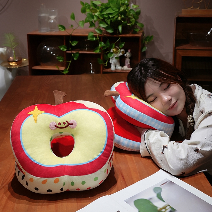 91家纺网 家纺一手货源 找家纺 仟亿莱 2025新款印花苹果华夫格双面午睡枕枕头枕芯 组合图仅供展示不可下单