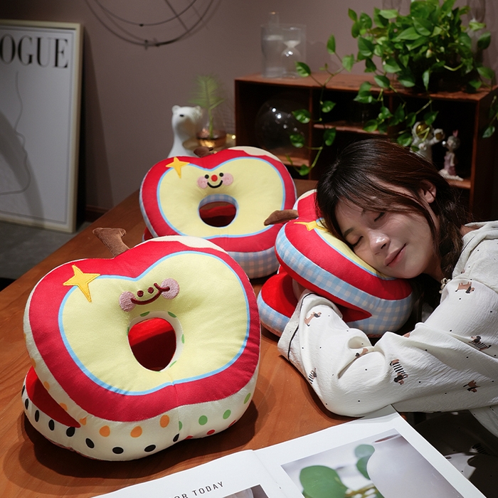 91家纺网 家纺一手货源 找家纺 仟亿莱 2025新款印花苹果华夫格双面午睡枕枕头枕芯 组合图仅供展示不可下单