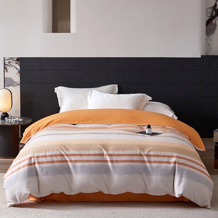 梧桐树 2025新款100%全棉磨毛单被套 芬利 桔