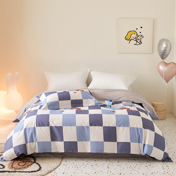 梧桐树 2025新款100%全棉磨毛单被套 皮皮狗  兰