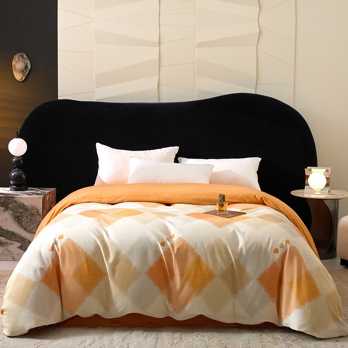 梧桐树 2025新款100%全棉磨毛单被套 魅影桔