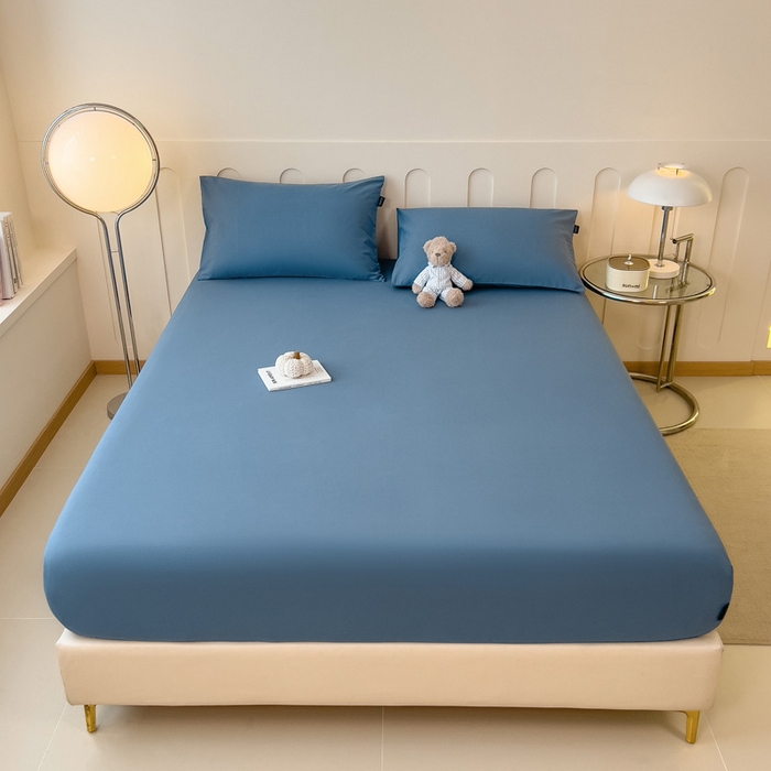 91家纺网 家纺一手货源 找家纺 席世家 2025新款全棉纯棉磨毛单品床笠单件床笠单品床单单件床单 半岛蓝