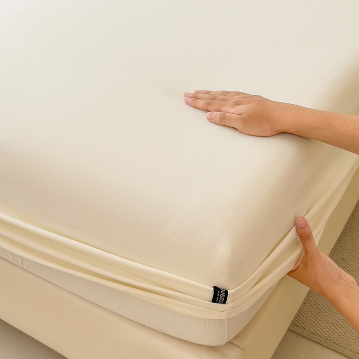 91家纺网 家纺一手货源 找家纺 席世家 2025新款全棉纯棉磨毛单品床笠单件床笠单品床单单件床单 贝母白