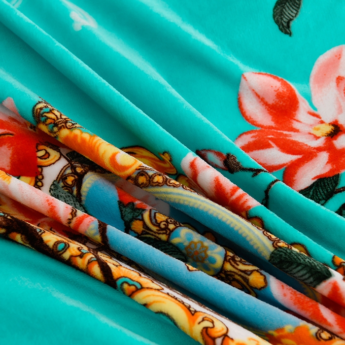 91家纺网 家纺一手货源 找家纺 晚静 2025新款7斤牛奶绒四件套金貂法莱绒床裙款保暖绒三件套  花晨月夕