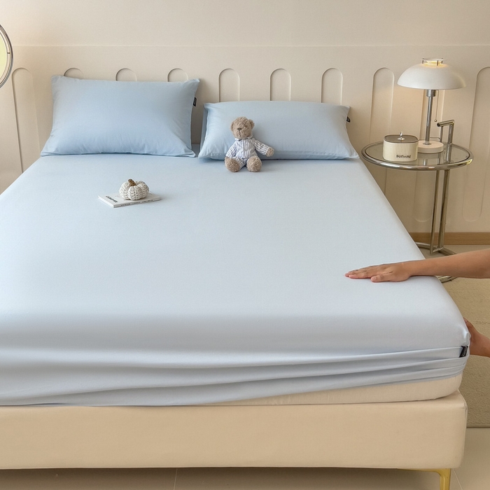 91家纺网 家纺一手货源 找家纺 席世家 2025新款全棉纯棉磨毛单品床笠单件床笠单品床单单件床单 海盐蓝