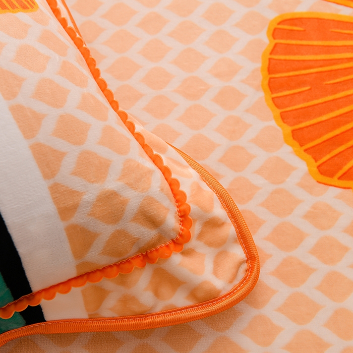 91家纺网 家纺一手货源 找家纺 晚静 2025新款7斤牛奶绒四件套金貂法莱绒床裙款保暖绒三件套  银杏叶