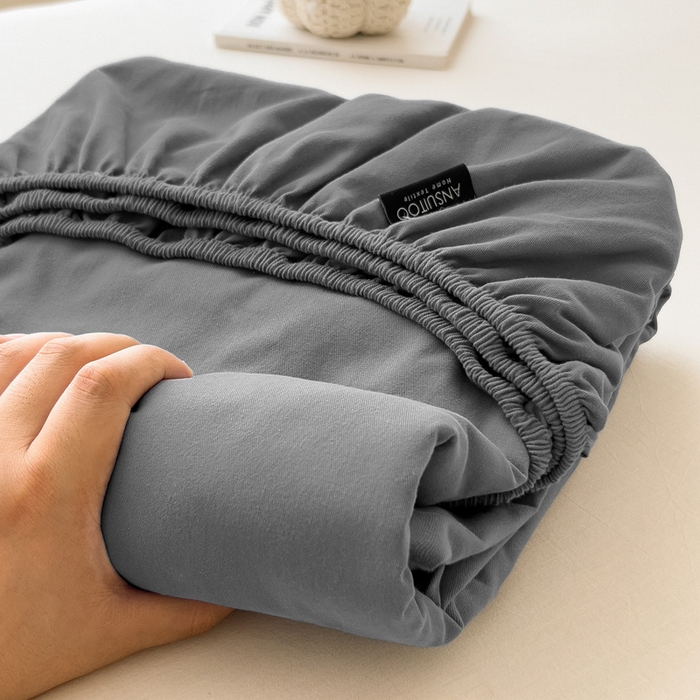 91家纺网 家纺一手货源 找家纺 席世家 2025新款全棉纯棉磨毛单品床笠单件床笠单品床单单件床单 深灰