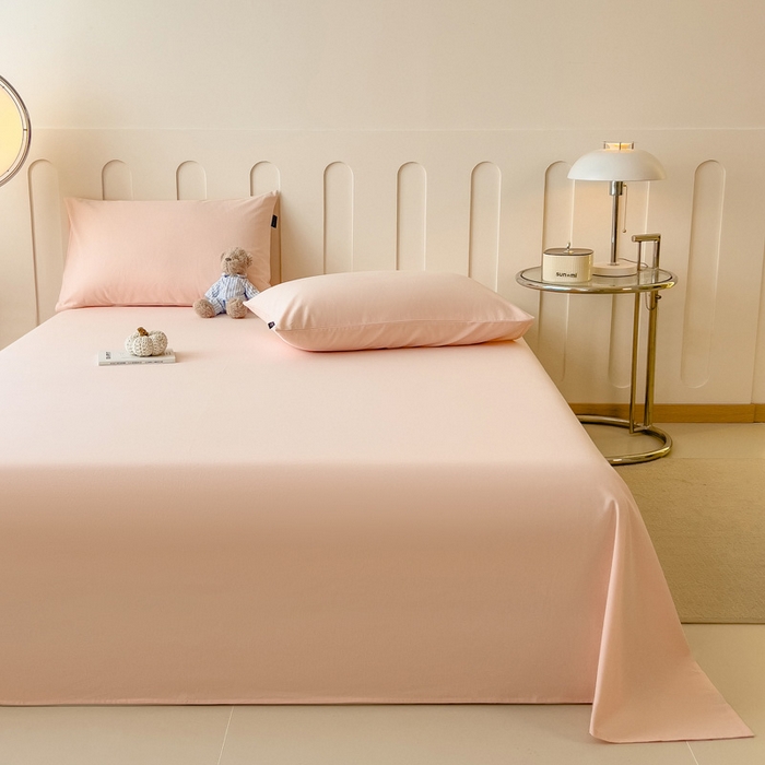 91家纺网 家纺一手货源 找家纺 席世家 2025新款全棉纯棉磨毛单品床笠单件床笠单品床单单件床单 西柚粉